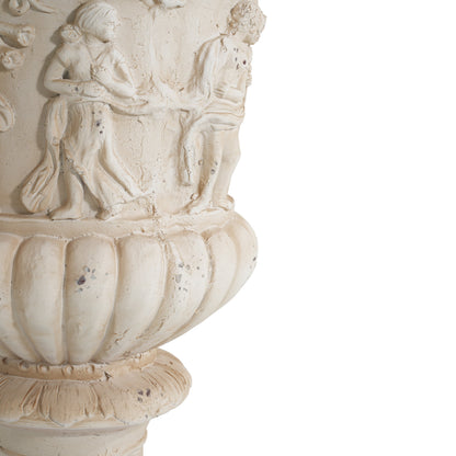 Garden Urn, Antique White, 27" H with Drainage Hole