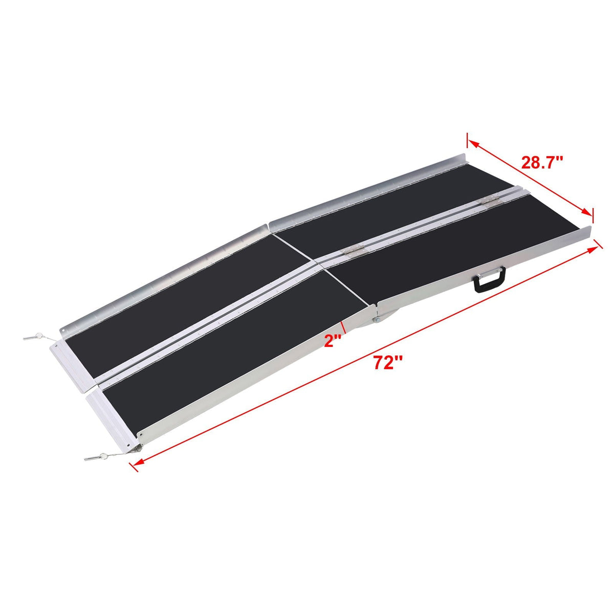 Portable Foldable Wheelchair Ramp with Non-Skid Surface - Black