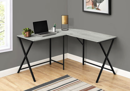 Contemporary L-Shaped Corner Computer Desk with Metal Base - Light Brown, Gray, or White