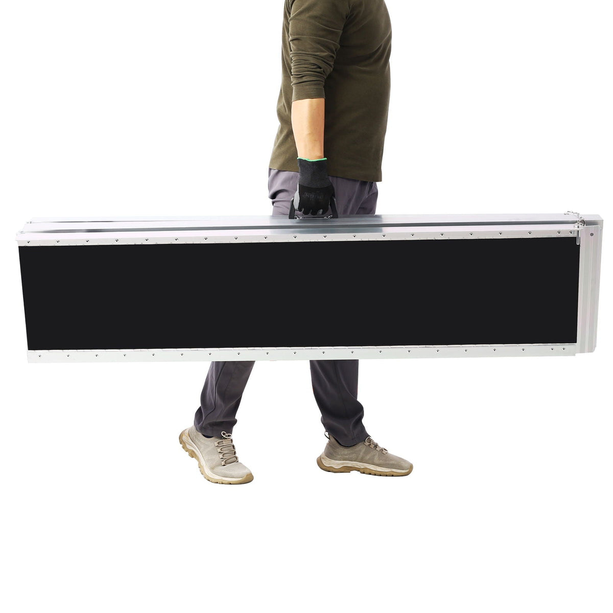 Portable Foldable Wheelchair Ramp with Non-Skid Surface - Black