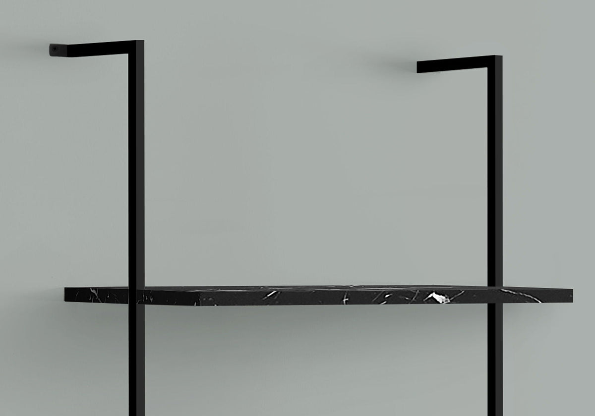 5-Tier Ladder Bookshelf with Marble Look Surface - White or Black