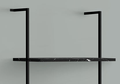 5-Tier Ladder Bookshelf with Marble Look Surface - White or Black
