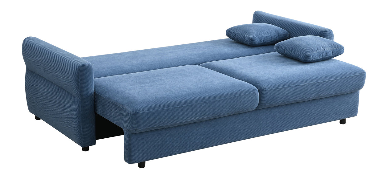 Haran Fabric Pull-Out Sleeper with Storage - Blue Fabric Sleeper Sofa