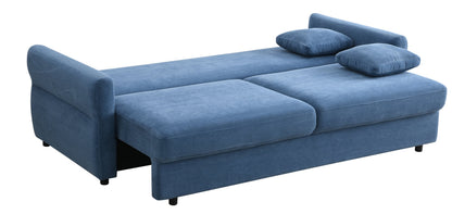 Haran Fabric Pull-Out Sleeper with Storage - Blue Fabric Sleeper Sofa