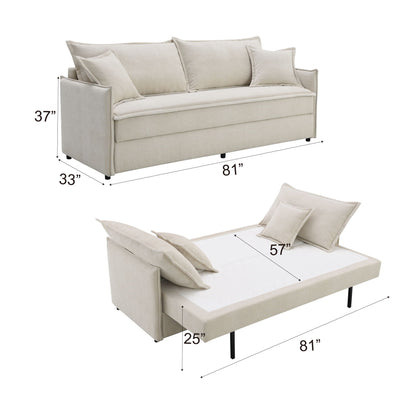 Beige Fabric Sleeper Sectional Sofa with Storage and 2 Toss Pillows - Elisea Collection