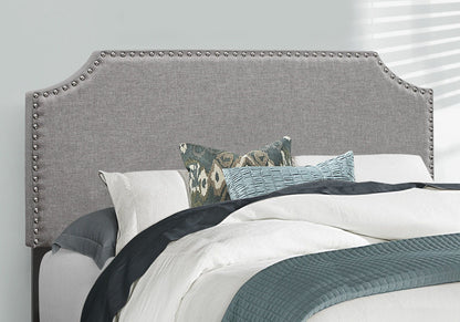 Gray Full Upholstered Bed with Nailhead Trim - Transitional Style