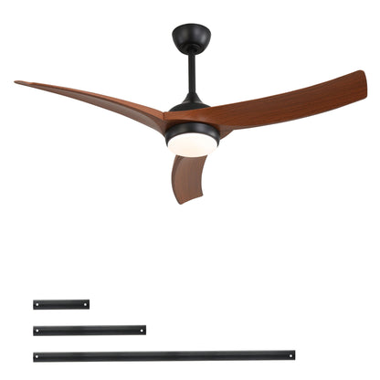 Ceiling Fan With 3 Blades, Remote Control, Dimmable Light - Black
