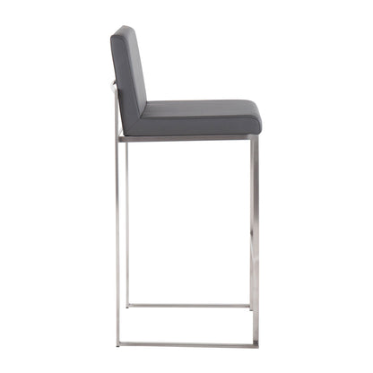 Contemporary High Back Barstool Set with Upholstered Seat – Multiple Colors
