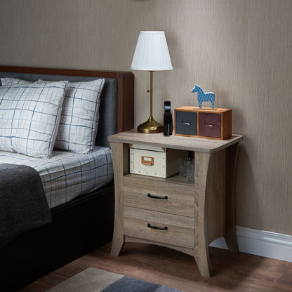 Accent Nightstand with Functional Storage - Dark Gray or Light Brown