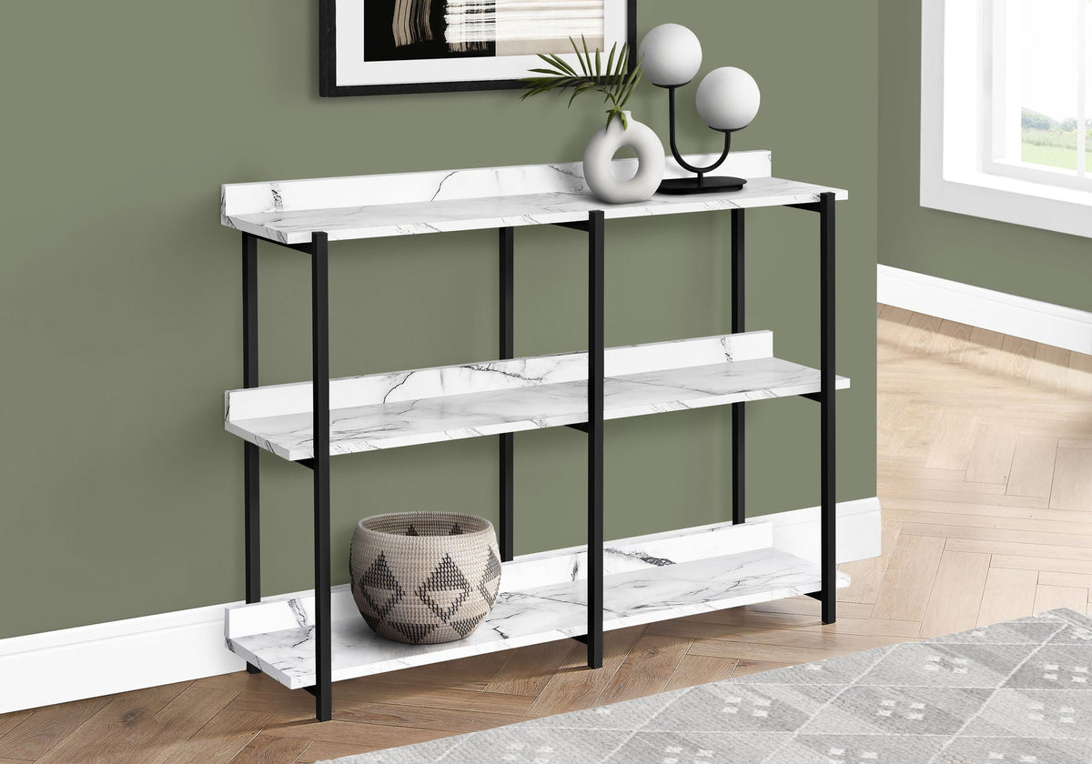 Accent Console Table with 3-Tier Design - Light Brown, White, Black, or Dark Brown