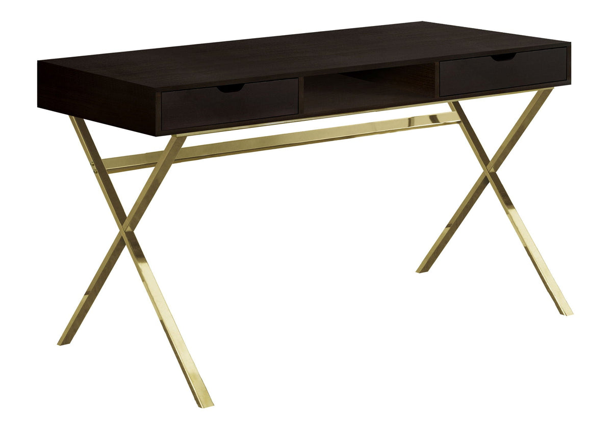 Contemporary Espresso Computer Desk with Storage Drawers