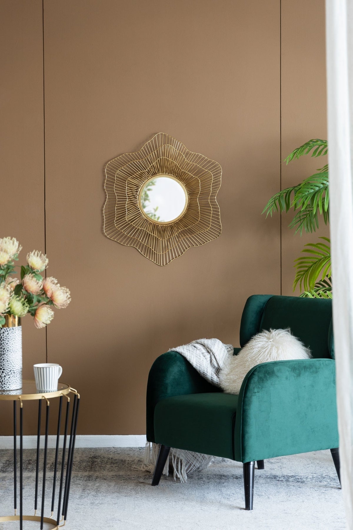Starburst Metal Wall Mirror with Gold Iron Frame - 27"