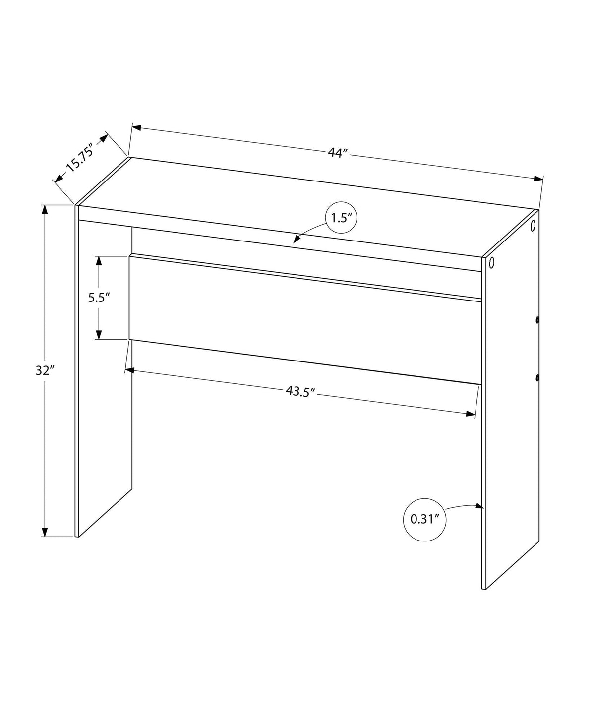 Glossy Surface Accent Console Table with Glass Sides - White or Gray