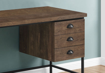 Contemporary Computer Desk with 3 Storage Drawers - Dark Gray, Gray, or Dark Brown
