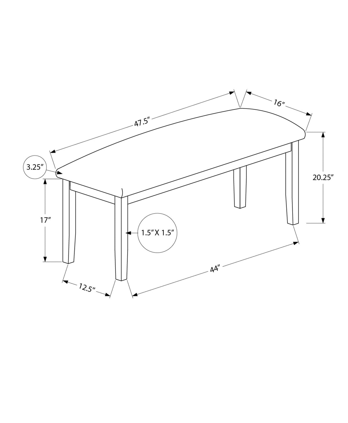 Rectangular Upholstered Hallway Bench