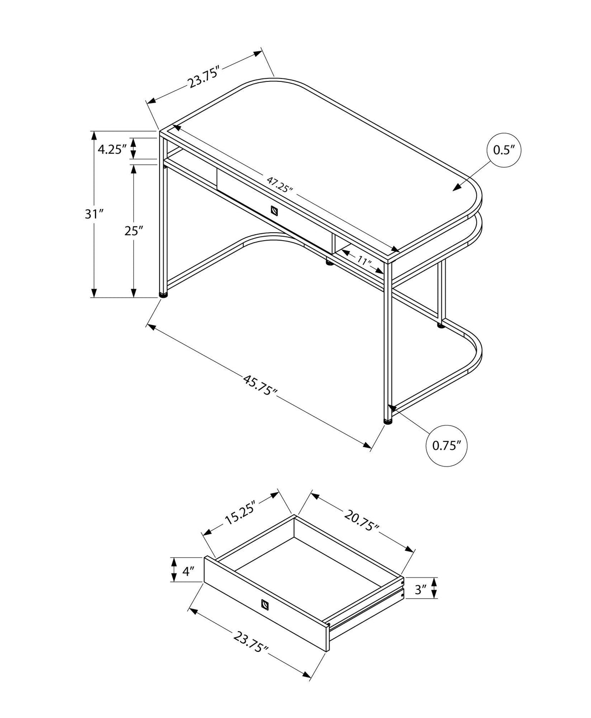 White Computer Desk with Storage Drawers - Modern Home Office