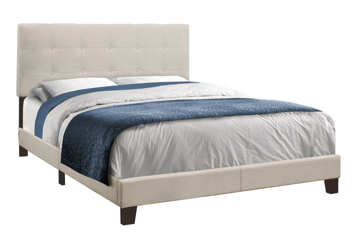 Transitional Upholstered Bed Frame with Tufted Fabric - Multiple Colors