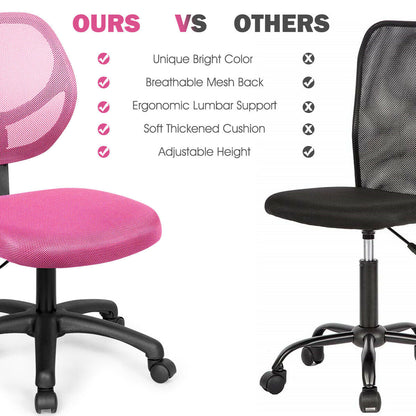 Low-back Computer Task Chair with Adjustable Height and Swivel Casters