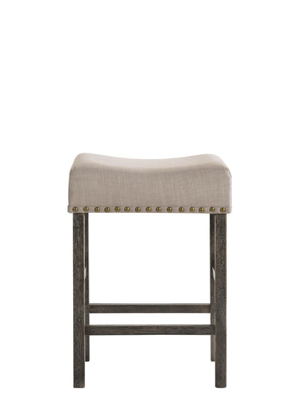 Gray Wood Counter Height Stool Set with Backless Design - Set of 2