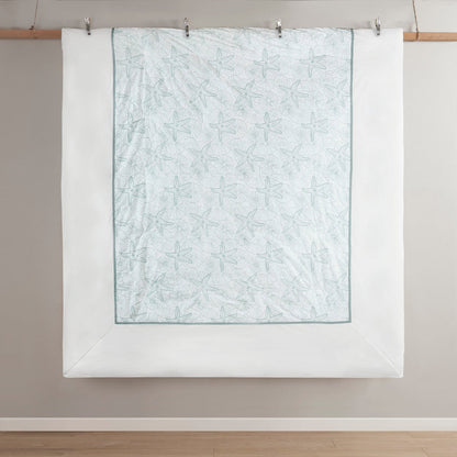 White Cotton Duvet Cover Mini Set with Embroidered Seashells – Full/Queen