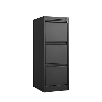 Durable Metal 3 Drawer File Cabinet with Lock – Black or White