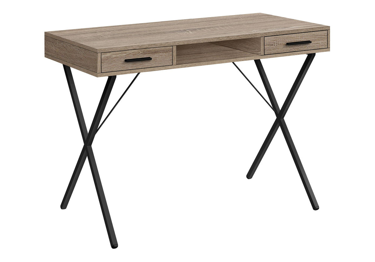 Contemporary Computer Desk with Storage Drawers - Metal & Wood