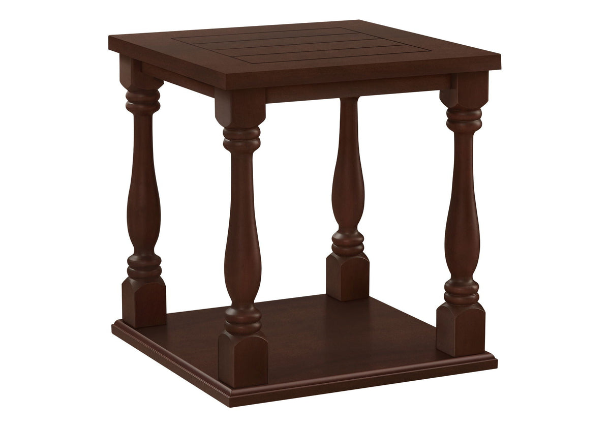 Espresso 2-Tier Square Accent Table with Bottom Shelf - Traditional