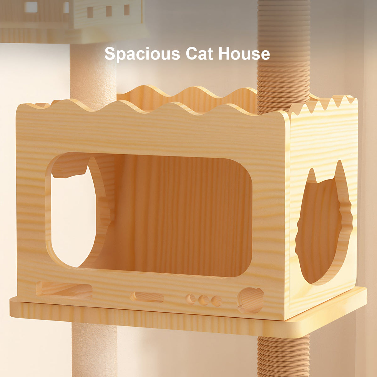 66.9" Modern Cat Tower with Sisal Scratching Posts - Wood Cat Tree