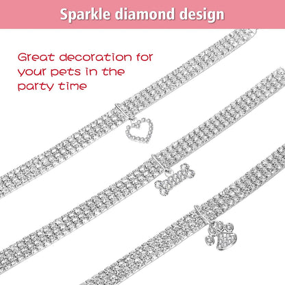 Crystal Cat Collar Elastic Pet Necklace