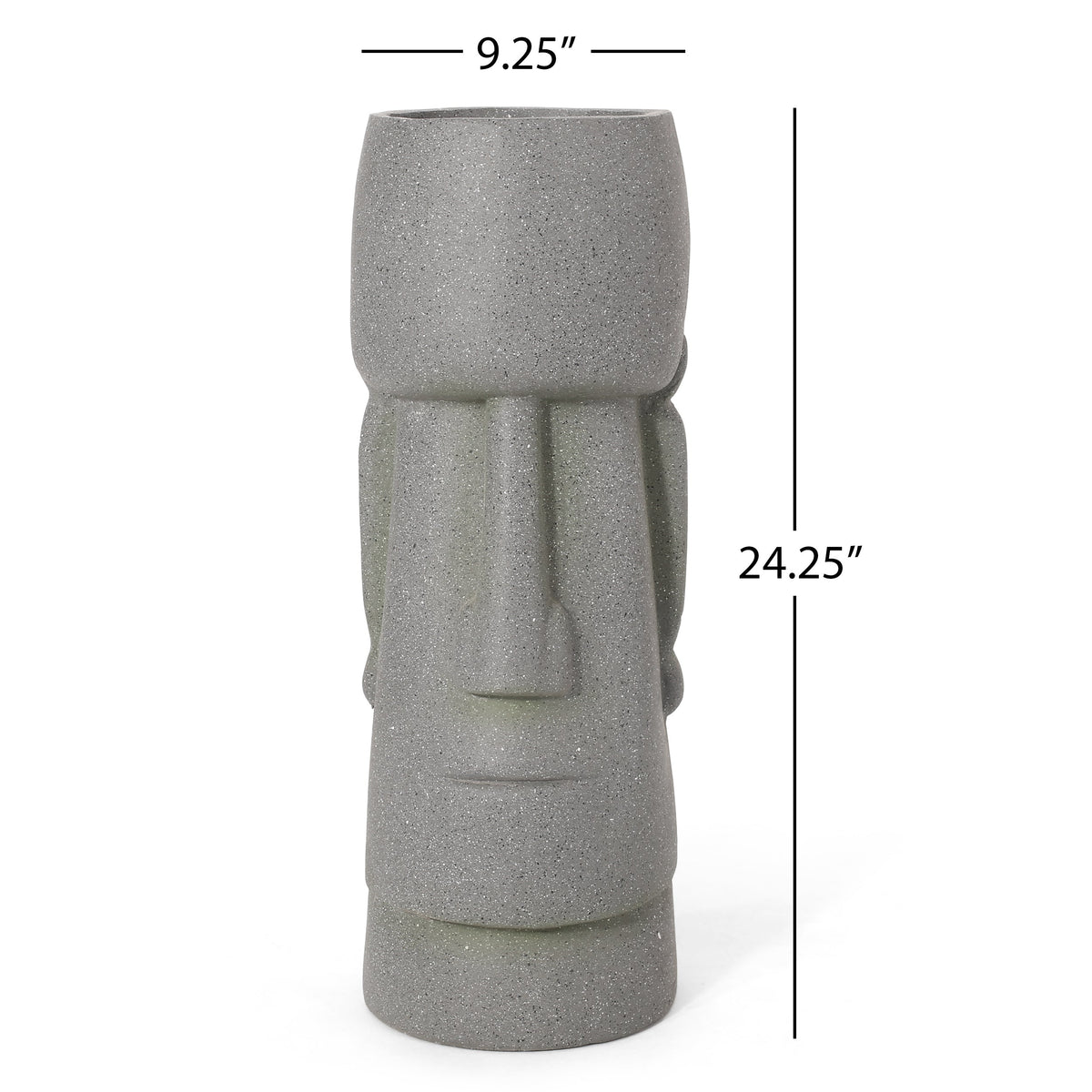 Stone Gray Flower Planter with Textured Cast Stone Finish - Tall