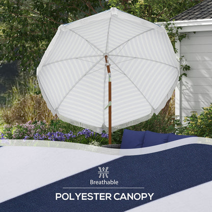 Blue Stripe Outdoor Patio Umbrella with Tilt and Vent - Steel Frame