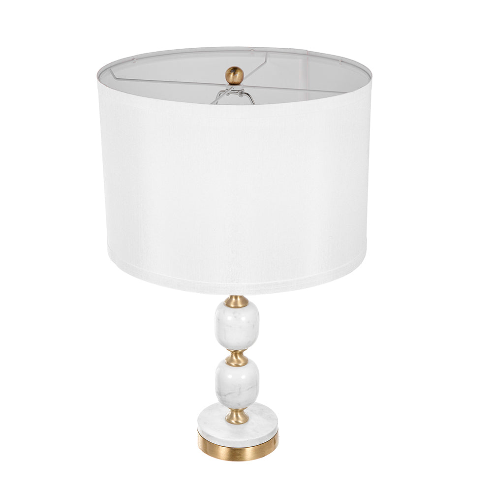 Marble Base Table Lamp with White Fabric Shade - 26.5"