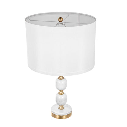 Marble Base Table Lamp with White Fabric Shade - 26.5"