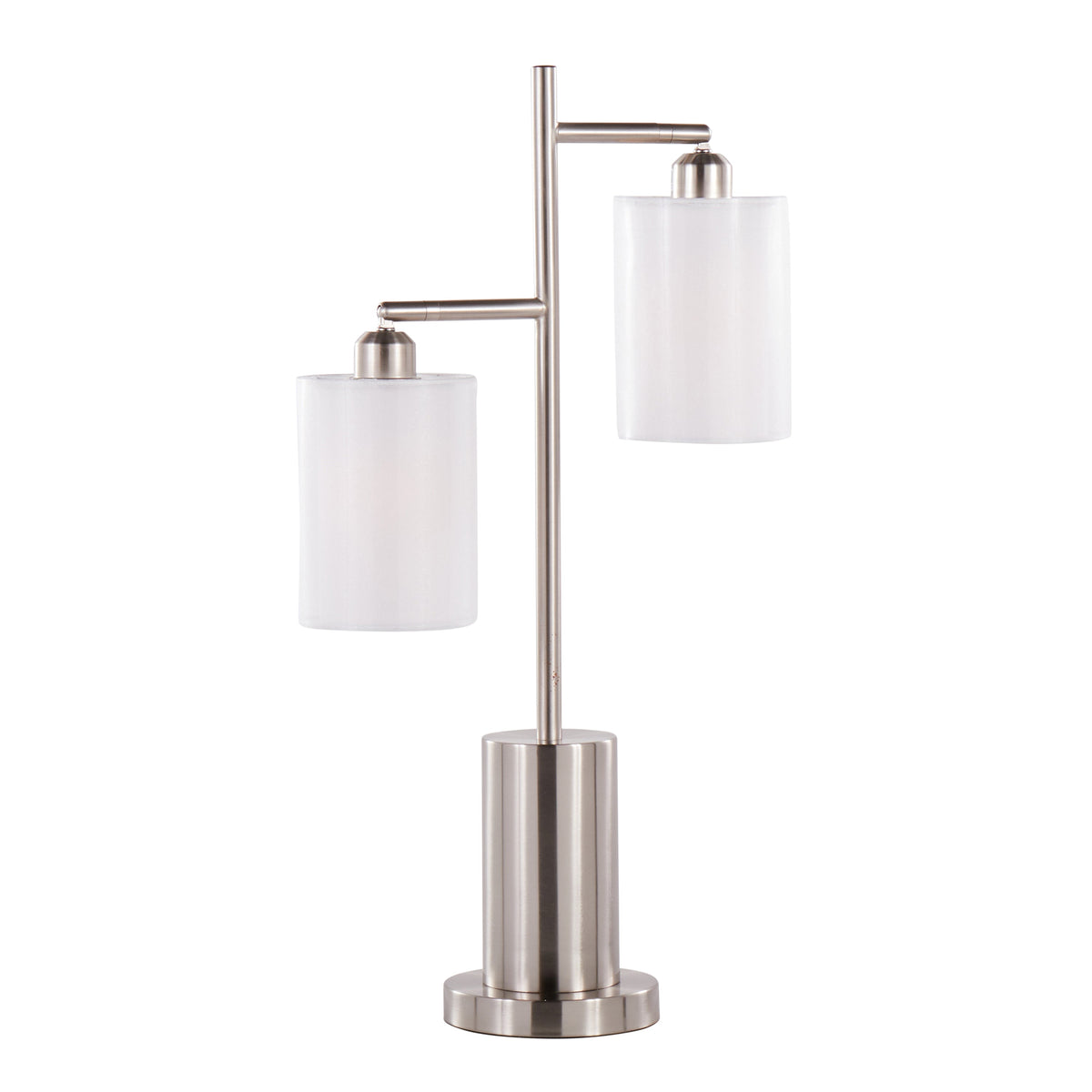 Cannes Contemporary Table Lamp with Adjustable LED Lighting - Nickel/White