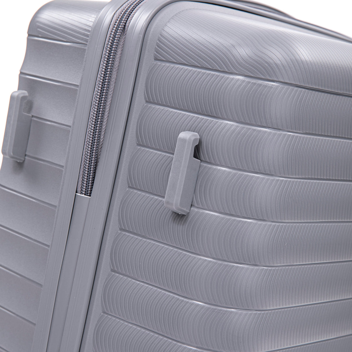 4-Piece Polypropylene Luggage Set with Spinner Wheels and Cosmetic Case - Light Gray