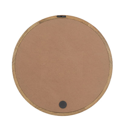Circle Wall Mirror with Wooden Frame - Black, Light Brown, Dark Brown