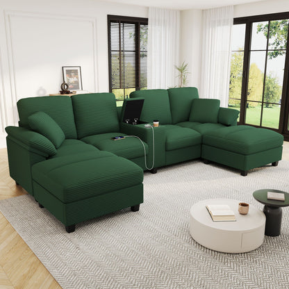 Modern U-Shaped Sectional Sofa with Storage Ottomans - Choice of Color