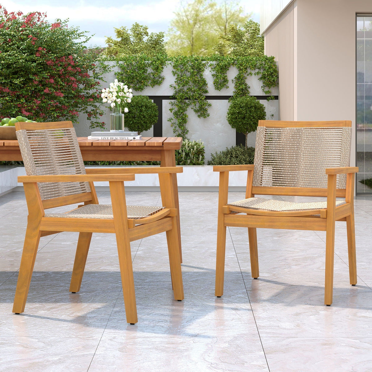Outdoor Rope Dining Chair Set of 2