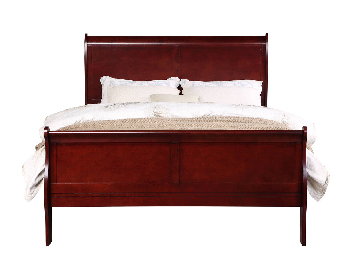 Louis Philippe Sleigh Style Bed with Classic Wood Construction - Multiple Colors
