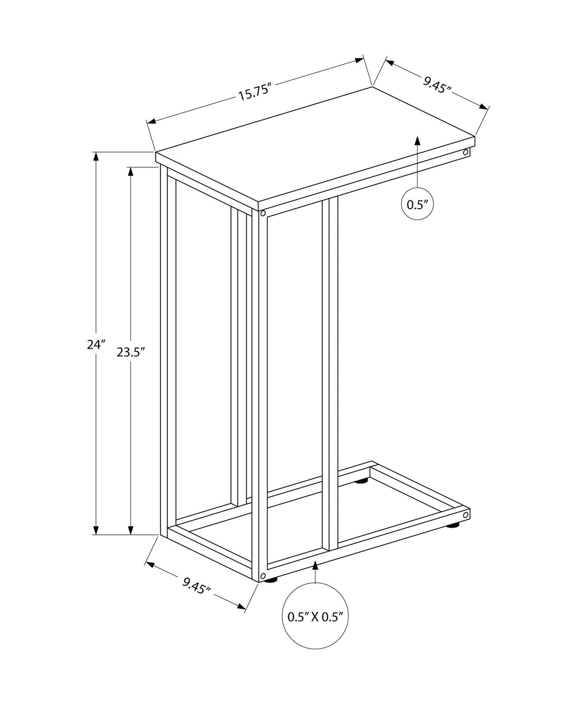 C-Shaped Metal Accent Table with Space-Saving Functionality - Multiple Colors