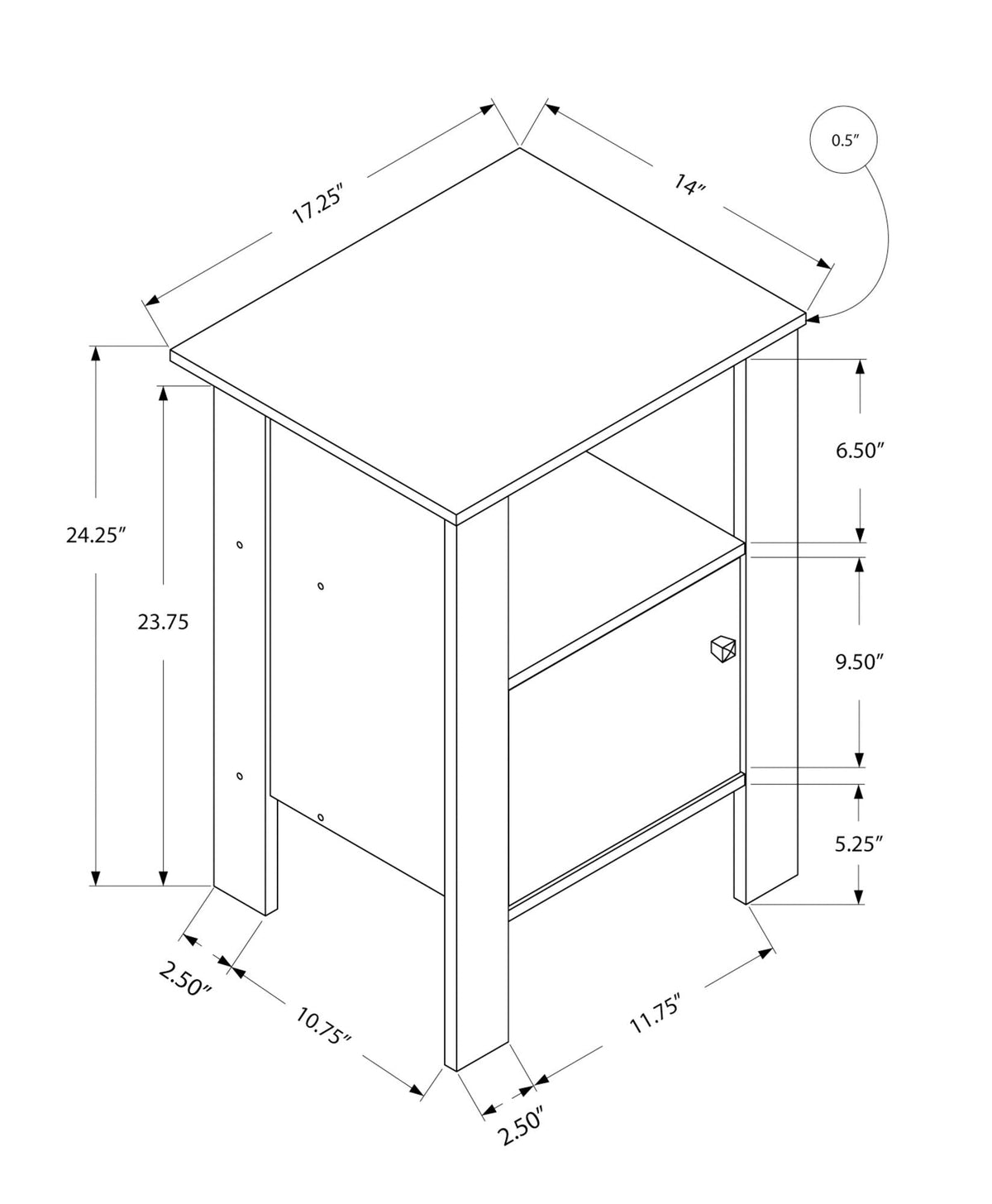 Wood Accent Nightstand with Storage - Transitional Style