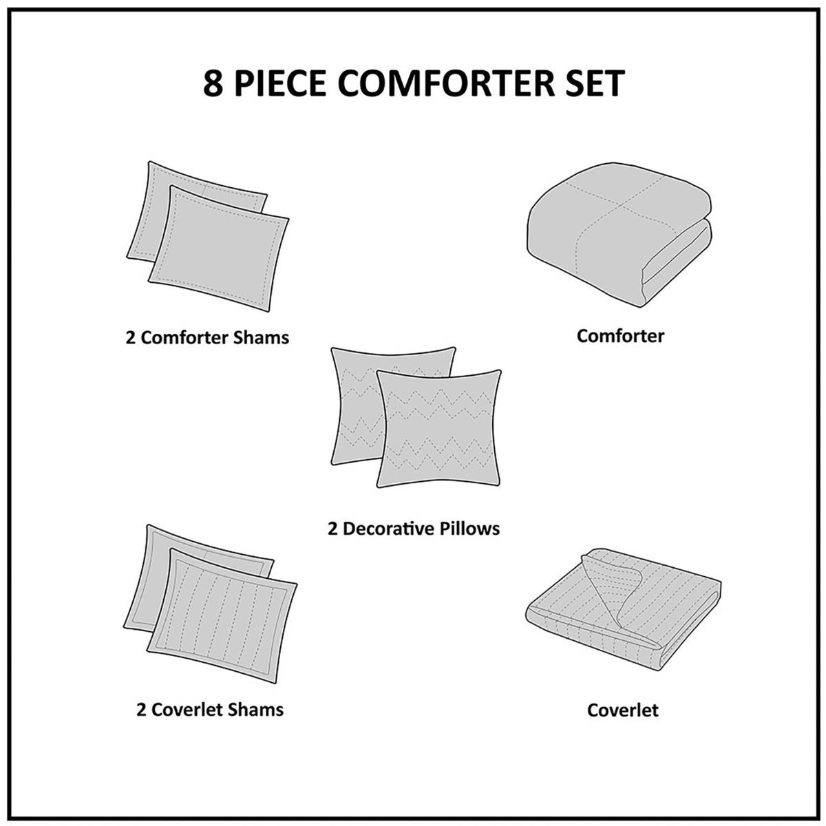 8 Piece Seersucker Comforter and Quilt Set with Hypoallergenic Fill – Aqua King/Cal King