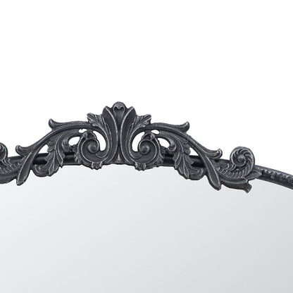 Baroque Grand Wall Mirror with Black Matte Iron Frame - Black