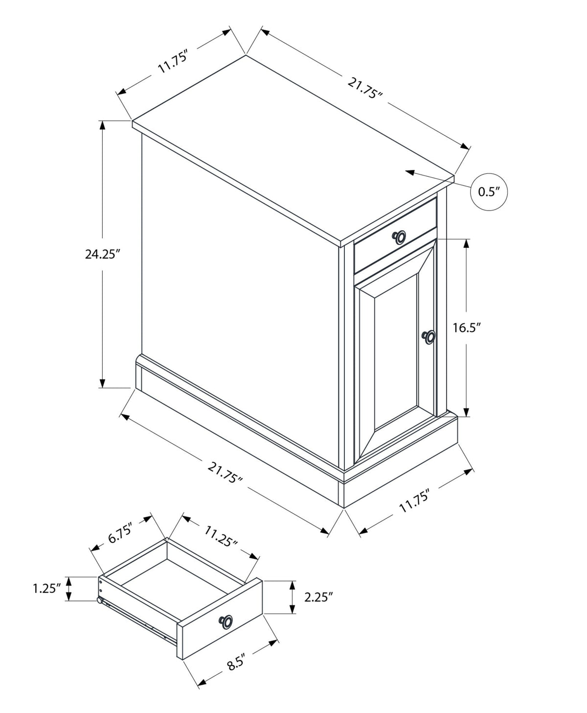 Accent End Table with Storage Drawer - Espresso