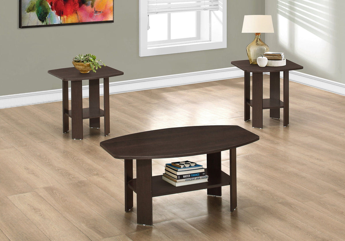 Transitional 3-Piece Table Set with Espresso Finish - Dark Brown