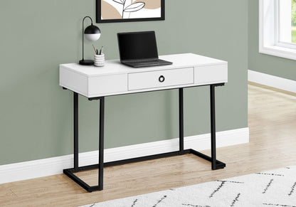 Glossy Computer Desk with Storage Drawer - Dark Gray or White
