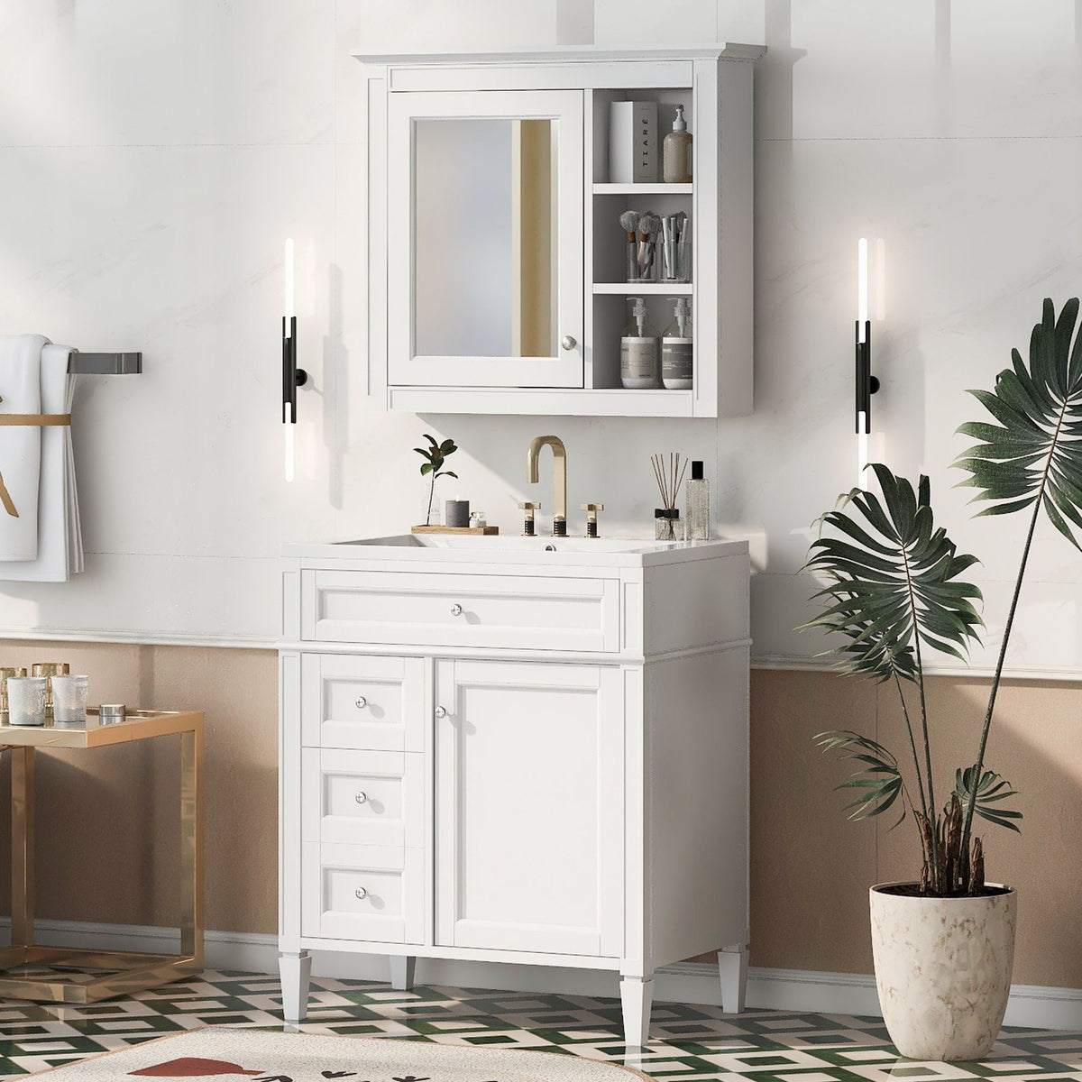 Bathroom Vanity with Medicine Cabinet and Storage - Multiple Colors