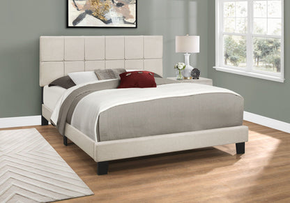 Queen Size Upholstered Bed - Transitional Beige