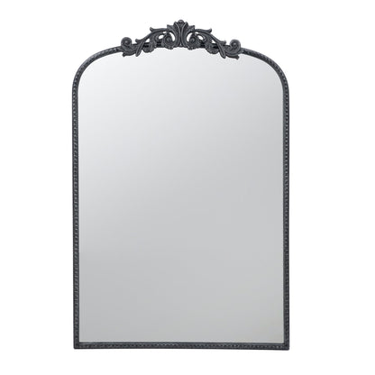 Baroque Grand Wall Mirror with Black Matte Iron Frame - Black