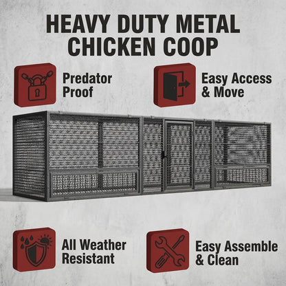 83" Thickened Galvanized Chicken Coop with Mesh Sides - Silver
